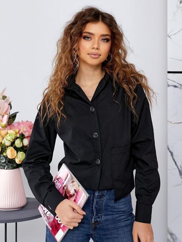 Укорочена сорочка з накладною кишенею MIK-А2326Т100
