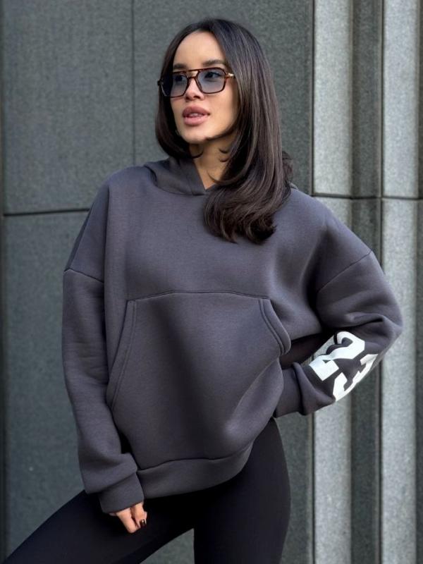 Теплое оверсайз худи с принтом MIK-A4250T590 Теплое оверсайз худи с принтом MIK-A4250T590