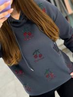 Теплое худи с вишенками MIK-A2519T479