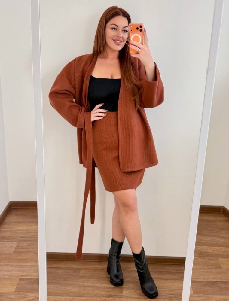 Кашеміровий костюм з спідницею MA-N2147T600