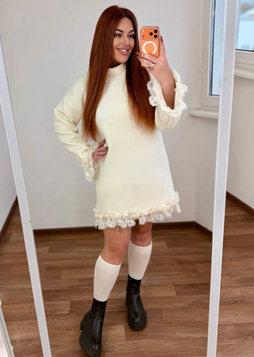 Кашемірова сукня з мереживом MA-N2148T600