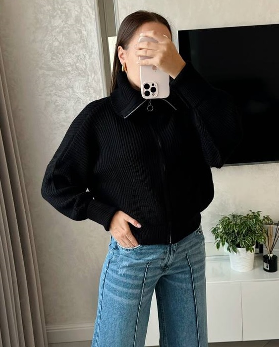 Вязаная кофта с молнией AMU-A6919T749