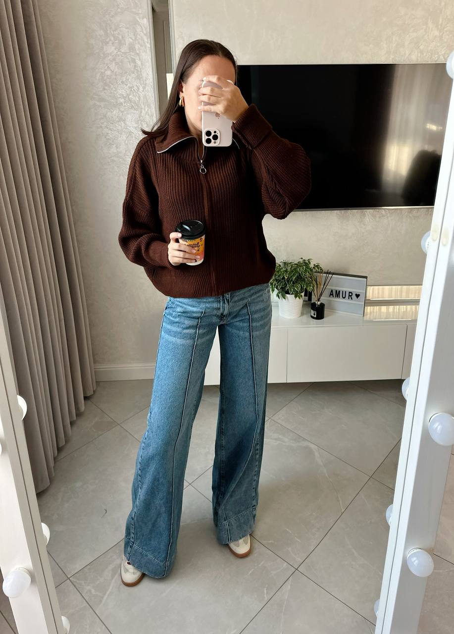 Вязаная кофта с молнией AMU-A6919T749 Вязаная кофта с молнией AMU-A6919T749