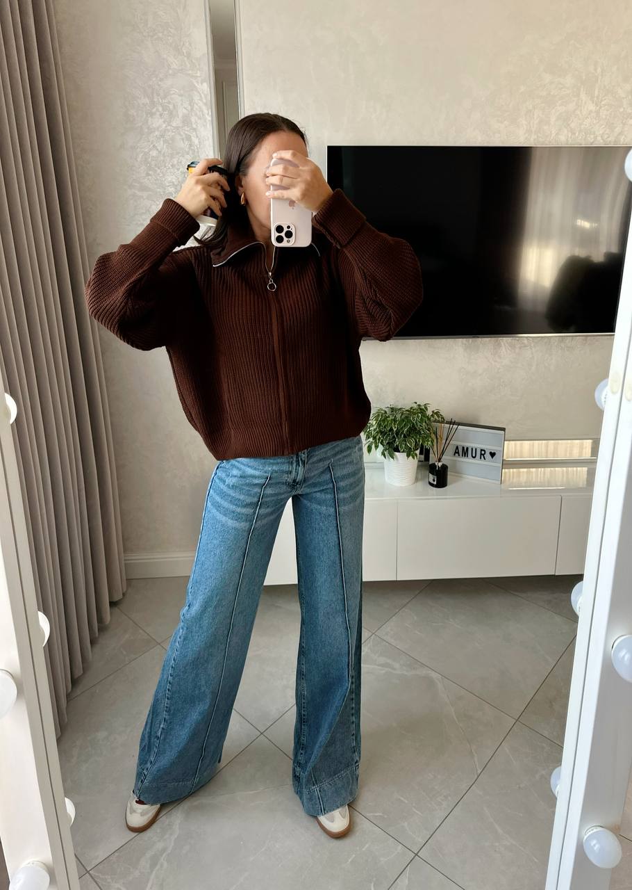 Вязаная кофта с молнией AMU-A6919T749 Вязаная кофта с молнией AMU-A6919T749