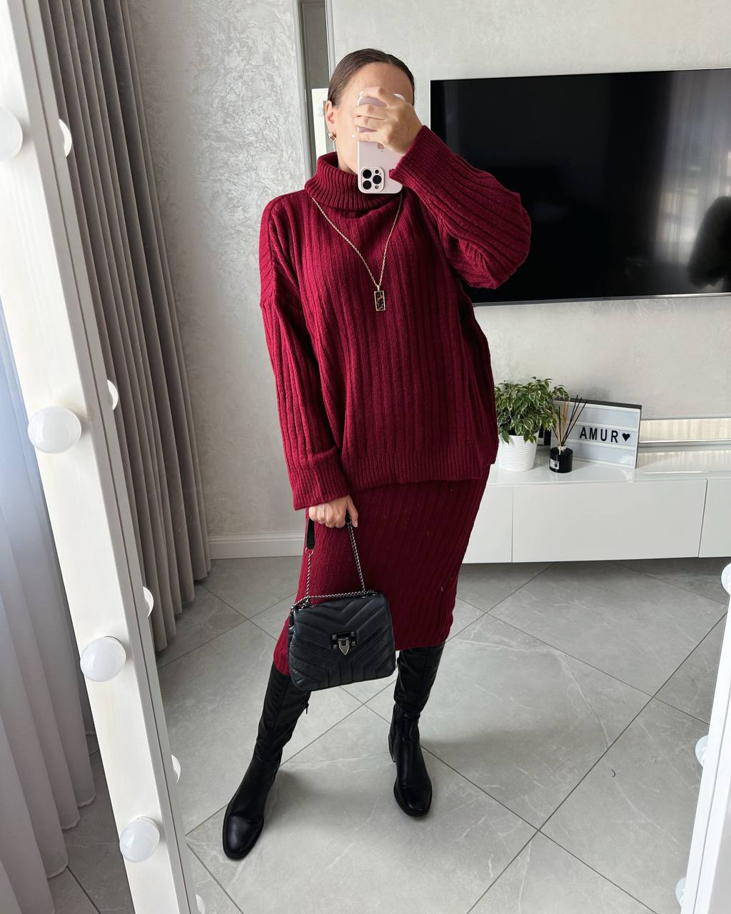 Вязаный костюм с юбкой AMU-A6928T1170 Вязаный костюм с юбкой AMU-A6928T1170