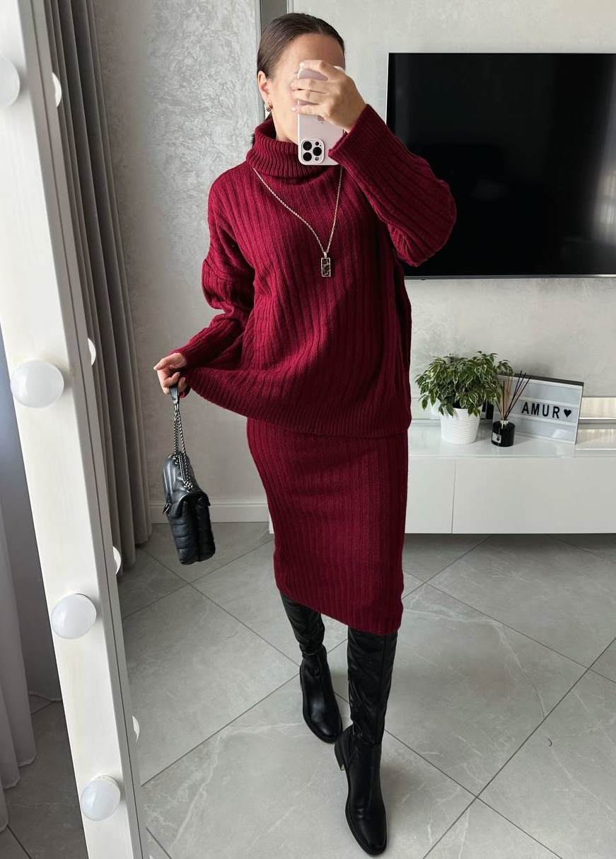 Вязаный костюм с юбкой AMU-A6928T1170