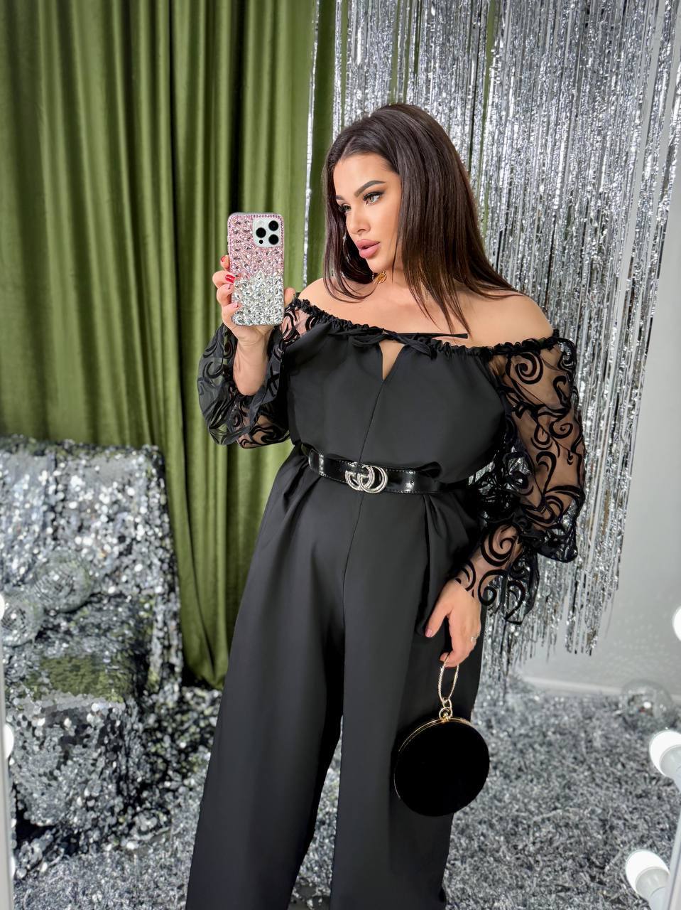 Комбинезон с ажурными рукавами YM-A7042T16 Комбинезон с ажурными рукавами YM-A7042T16