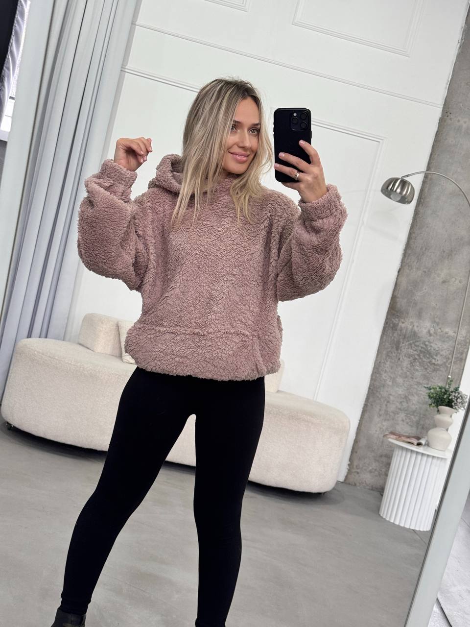 Теплий об’ємний худі зі хутра тедді IMMA-A428T420 Теплий об’ємний худі зі хутра тедді IMMA-A428T420