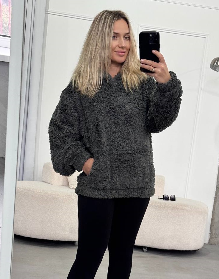 Теплий об’ємний худі зі хутра тедді IMMA-A428T420 Теплий об’ємний худі зі хутра тедді IMMA-A428T420