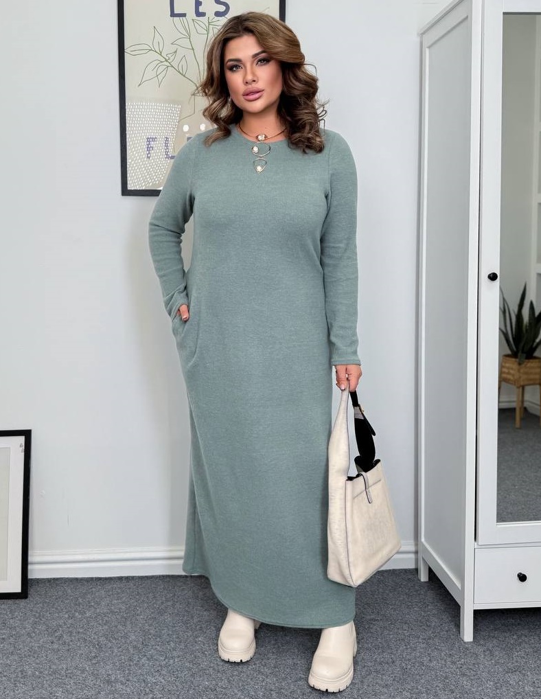 Длинное ангоровое платье рубчик AB-A1835T14