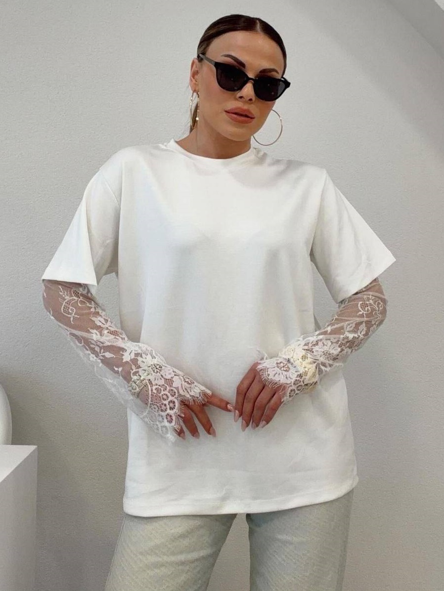 Футболка с кружевными рукавами DAD-A252T450